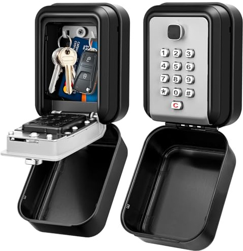 HUANLANG Lock Box for Keys with Code, Waterproof Key Lock Box Wall Mount