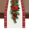 TELAIN Weihnachts-Tischläufer mit Aquarell-Stechpalme und Roten Weihnachtssternen, Schneeflocken Design, Winterfestliche Deko für Zuhause, Küche,13 x 35 inch
