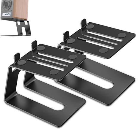 Soporte de altavoz – 2 soportes para monitor de estudio | Soporte de altavoz de estantería | Altavoces de estantería para altavoces de tamaño pequeño a mediano, kit de soporte de altavoz de audio para
