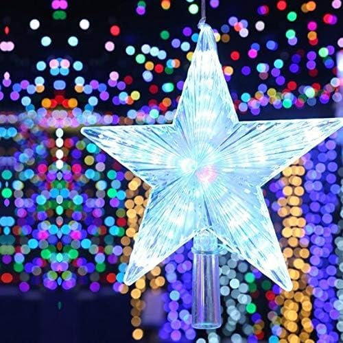 Christmas Ornament Decoration H18cm LED Light Up Christmas Star Tree Topper (Batteries Included) - Xmas Decoration Adds a stylish, luxurious feel to your tree - Cool White