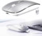 Wireless Bluetooth Mouse, Rechargeable Silent Mouse for Laptop Compatible with MacBook Pro/Air/Mac/iPad/Laptop/Desktop/Mac/PC, Mini Wireless Mouse with Android Charging Cable 2.4G Mice, Silver