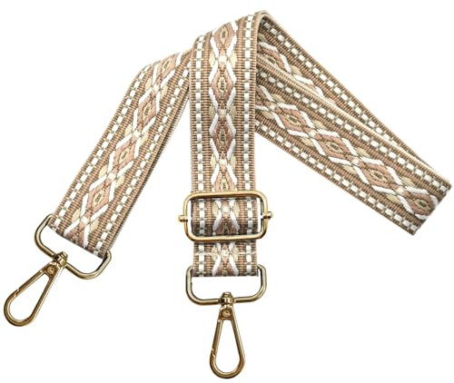 Verstellbarer Schultergurt für Taschen Damen Tragegurt, Taschengurte zum Wechseln, Taschengurt Breit 3.8cm mit Gold Karabiner, Schulterriemen für Schultertasche Handtaschen, Weiß Khaki, N21