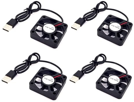 JZK 4PCS 50x50x10mm DC 5V mini ventola di raffreddamento USB 50mm, 4200 rpm, 0.08A, 5010 cuscinetto a manicotto piccola ventola DC brushless 5cm per raffreddamento o ventilazione, ventola per stampant