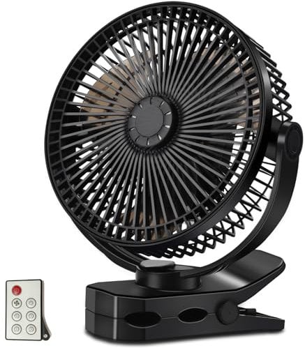 Donlala 12000mAh Battery Clip Fan – USB Rechargeable, Aromatherapy, LED Light Hook, 4 Speeds, Timer Setting and Versatile Design for Office, Camping, Travel, Grow Box, and Tent Use