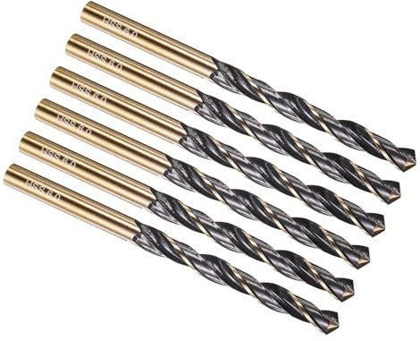 PATIKIL 6mm Drill Bit, Jobber Straight Shank M2 High-Speed Steel 118° Nitriding Black and Gold Finish for Stainless Steel Hard Metal - 6 Pack