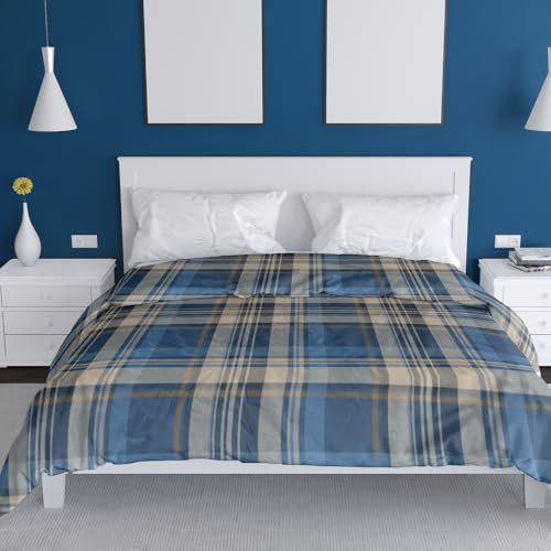 Dorian Home Copripiumino Matrimoniale e Federe in Cotone Stampato Made in Italy (Bristol Blu, Matrimoniale, Parure Copripiumino)