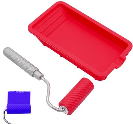 NVGFTG Glue Roller Wood Glue Reusable Glue Roller Red Glue Brush Set Roller Wood Glue Roller with Silicone Paint Tray for Crafts Woodworking Adhesive Projects