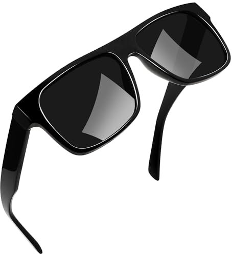 Joopin Acetat Sonnenbrille Herren Groß Retro Rechteckige Klassische Polarisierte Sonnenbrille Schwarz Sport Brille TR90 UV400 Unisex zum Fahren Wandern (Schwarz)