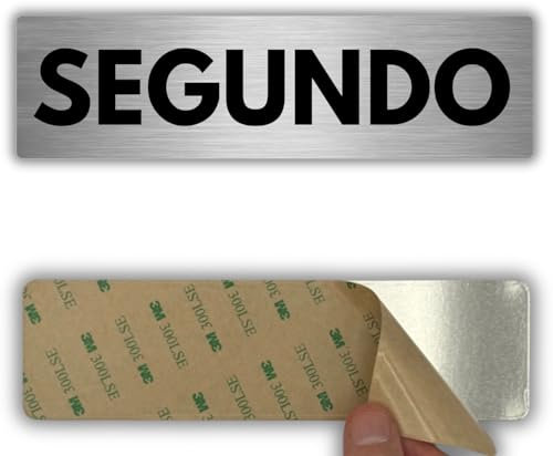 LEIASA | Señal Adhesiva Segundo - 5x18 cm - Grosor 0.8 mm - Aluminio - Número 2 - Cartel Adhesivo 3M - Identificación de Pisos Segundo