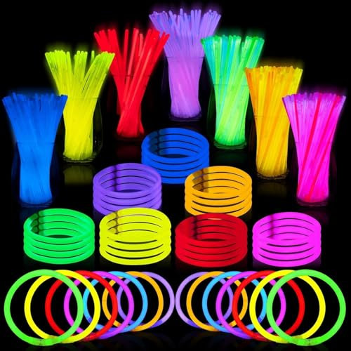 Set con 100 bastones luminosos y conectores, pulseras luminosas fluorescentes, palitos luminosos para niños, barras luminosas para fiestas y accesorios festivos originales.