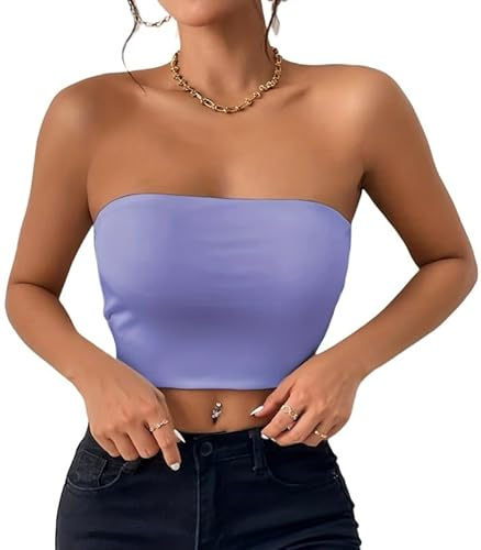 Sukiglam Crop Top Donna Estivo Sexy Slim Fit Tubo Tops a Fascia Basic Senza Maniche Stretchy Elegante Y2k Backless T-Shirt Non Imbottito Tessuto a Doppio Strato