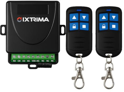Kit radio universale 12-30V AC/DC con 2 telecomandi per Automazione Cancelli, tende, luci, comando wireless 433.92 MHz, Ricevitore 2 Canali 12-30V AC/DC (Kit da interno)