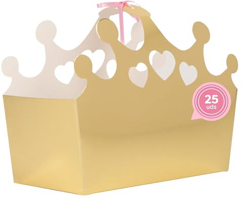 OH YEAH - 25 Cajas de Cartón para Chuches Princesa - 15 cm - Cajas para Chuches - Cumpleaños, Comuniones, Regalos Infantiles - Cajas Regalo Fiesta Infantil - CAJA CHUCHES
