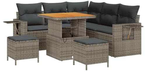 vidaXL Gartensofa-Set 8 STK. Grau Poly-Rattan