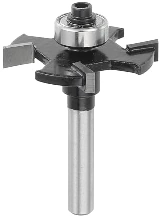 sourcing map Slot Cutter Router Bit 1/4 Shank 5mm Cutting Height 15/32 Depth 4 Flute Wood Slotting Cutter Bit Carbide Tip for Groove Edges, Black