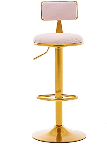 Tabouret de bar pivotant avec repose-pieds - Hauteur réglable - Siège rond - Tabouret de cuisine - Pieds en métal doré