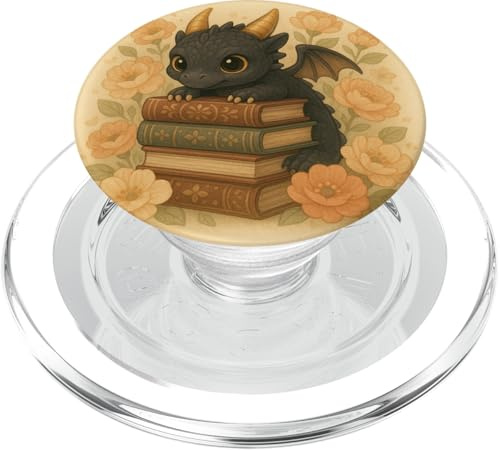 Dragon Books Cottagecore Bookworm Flowerful Bookish PopSockets PopGrip für MagSafe