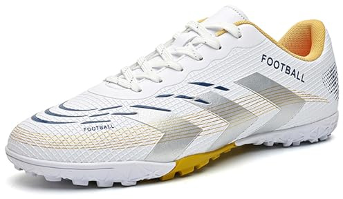 NUTTOPL Scarpe da Calcio da Uomo Scarpe da Calcio per Esterni Prato Artificiale competizioni Adulto Training Bambini Teenager Traspiranti Scarpe da Calcetto Unisex Colore Platino 42 EU