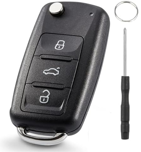 Chaexii Volkswagen Schlüsselanhänger,3 Tasten Autoschlüssel Gehäuse | Für VW Jetta Golf Skoda Transporter Seat Octavia Polo B5 Leon Touran MK6 Scirocco Passat Bettle Schlüssel