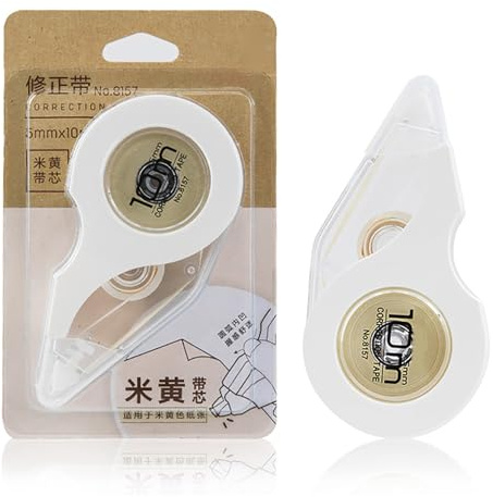 Baxnore Deli -Schreiben Korrekturband Großkapazität 12m Mini Beige White Out Tape Glätte Korrektur Flüssigkeit Ersatz für Schüler Office School Supplies