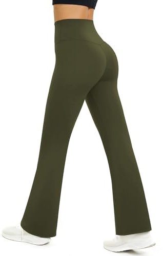 Glacspyg Yogahose Damen Flared Sporthose Hohe Taille Schlaghose mit Bauchkontrolle Trainings Fitness Jogginghose