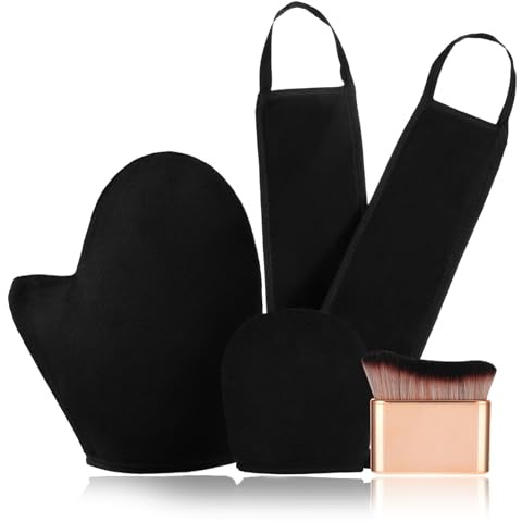 4 Piezas Kit de Aplicador de Bronceado Automático, Guante Autobronceador, Kit de Autobronceado para Bronceado, Aplicar Loción (Negro)