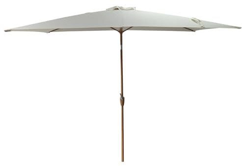 Parasol Droit rectangulaire 2x3m HAPUNA Beige – Parasol de Jardin Effet Bois – Ouverture manivelle