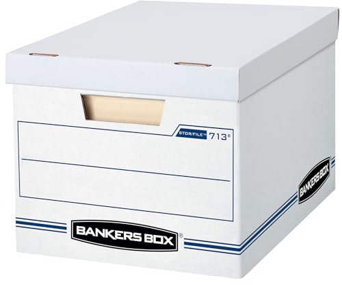 BANKERS BOX STOR/FILE Aufbewahrungsboxen, Standardeinrichtung, Deckel zum Abheben, Brief/Legal, 12 Stück (0071301)