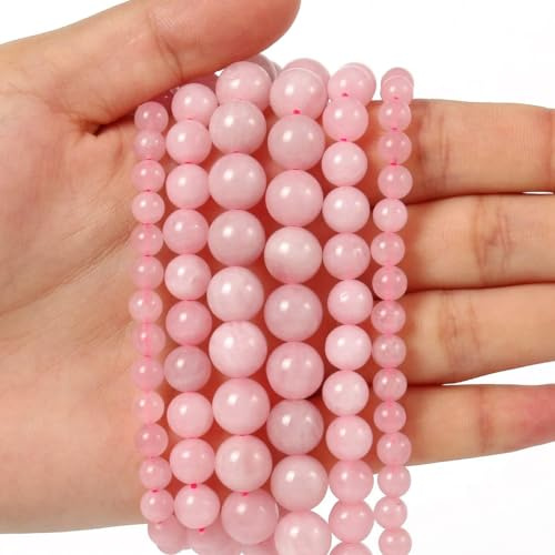 8mm Natural Rose Quartz Beads Round Semi Precious Gemstone Loose Beads for Jewelry Making (47-50pcs/strand)