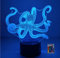YTDZLTD Optische Täuschung, 3D-Oktopus-Nachtlicht, 16 Farbwechsel, USB-betriebene Fernbedienung, Touch-Schalter, Dekor-Lampe, LED-Tischlampe