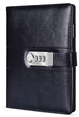 ARRLSDB A5 PU Leder Tagebuch mit Schloss Tagebuch mit Zahlenschloss Passwort Journal Locking Journal Tagebuch (schwarz)