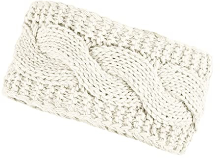 Neverless® warmes Damen Strick-Stirnband Fleece Futter Zopfmuster Ohrenschutz Haarband Knite Headband creme unisize