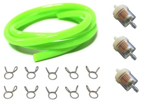 Benzinschlauch Set Neon Grün 5x8mm inkl. Federklemmen & Benzinfilter – Universal passend für Roller, Mofa, Moped – 100cm Spritschlauch