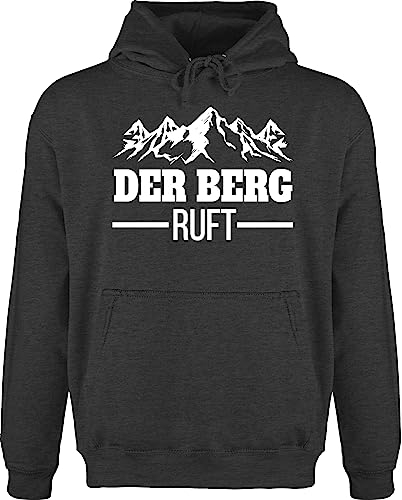 Hoodie Herren Pullover Männer - Skiurlaub Apres Ski - Der Berg Ruft - XL - Anthrazit meliert - skipulli après-ski Party Outfit Skifahrer ruf Pulli après-ski-Pullover skioutfit Berge