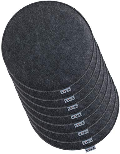 Brandsseller 8er Set Sitzkissen aus Filz Ø 35x2 cm – Robuste Stuhlauflagen für innen und außen, rundes Sitzpolster, strapazierfähiges Kissen für Stühle – Anthrazit