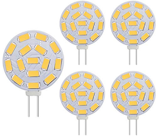 VINBE G4 3W LED Ampoules, équivalent à 20-30W lampes halogènes, G4 Base AC/DC 12V, 300 LM, éclairage encastré, éclairage sur rail, blanc chaud (3000K, 5pcs)
