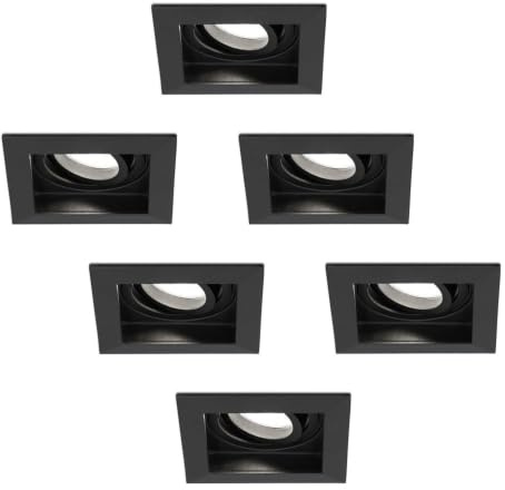 HOFTRONIC - LED Einbaustrahler 230V Eckig Schwenkbar Dimmbar Schwarz Extra Kaltweiß 6er set Deckeneinbauleuchte 6x345lm Einbauspots GU10 - Deckeneinbaustrahler, Wohnzimmer und Büro