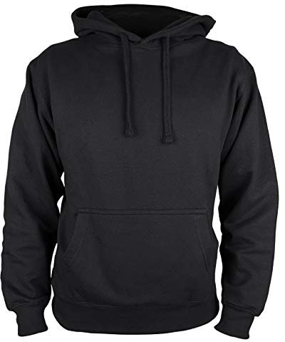 Martes Clothing |1 Pack Mens Plain long sleeve Hoodie Fleece Pull-Over | Soft and comfy Adult Top Sweatshirt Hoodies | Work and longe wear | Non-zip Up | UniSex | 80% Cotton 20% Polyester (Black, XL)