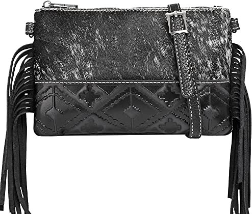 Montana West Western-Geldbörse für Damen, Crossbody-Tasche, Handgelenk-Clutch-Geldbörse für Frauen, Schwarze Azteken-Prägung