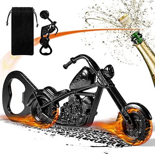 LKKCHER Flaschenöffner, Bieröffner, Chopper Motorrad Flaschenöffner, Biergeschenke für Männer, Gadget für Männer, Motorradgeschenke für Männer, Geschenke für Papa und Freund, Schwarz mit Tasche