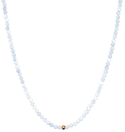 BERGERLIN Aquamarin Halskette hell blau - hellblaue Kette - Gold - XS-S
