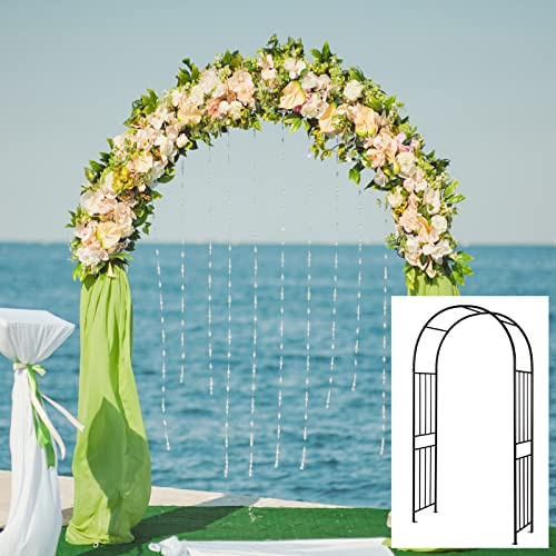 Tangkula Pergolato da giardino da 2 m, arco a traliccio in metallo per piante rampicanti, pergolato per rose da interno ed esterno con cancello, archi di nozze per cerimonia, festa nuziale, arco