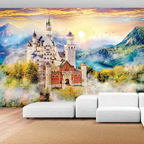 Papel Pintado 3D Castillo De Montaña Profunda Castillo Fotomurales 3D Tv Fondo Pared Dormitorio Murales Papel Tapiz Moderno