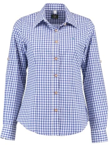 OS Trachten Damen Bluse Langarm Trachtenbluse mit Liegekragen Qorru