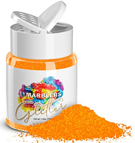 MARBLERS Neon Glitter [Fluorescent Orange] 1.5oz (42g) | Fine | Non-Toxic, Vegan, Cruelty-Free | Face, Body, Eyeshadow, Hair, Festival, Party Makeup | Nail Art, Polish | Resin, Tumbler, Slime, Craft
