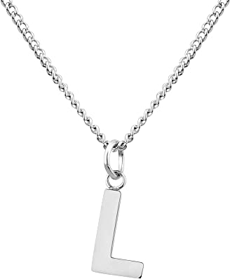 GD GOOD.designs Kette mit Buchstaben Anhänger L in Silber - 316L Edelstahl Halskette Damen - Silberne Partnerketten für Sie und Ihn