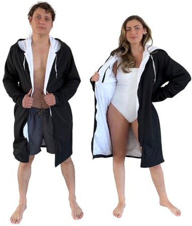 MACAR Wasserdichter Badeparka mit Handtuchfutter, ideal für Pool- und Outdoor-Aktivitäten, Schwarz, Medium