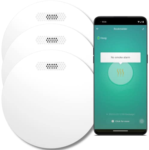 Aroha Smart Connect Detector de Humo WiFi - Batería de 10 Años - Alarma de Incendios Inteligente con Tuya & Smartlife App - Sensor de Humo - 3 Piezas