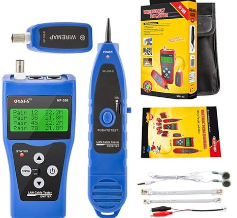 NOYAFA Cable and Network tester NF-308 Measure Network LAN Cable Length Cables Continuity Test Wire Tracker RJ45 RJ11 Ethernet Cable Tester