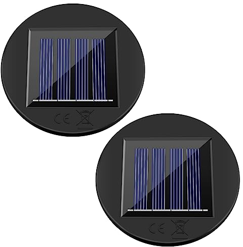 Forlivese 2 Stück Solarleuchten Ersatzteile 8cm, 8 Lumen LED Warmweiß Ersatz Solarmodul für Gartenleuchten, 8 Stunden Solar Ersatzdeckel Wasserdicht für Gartenleuchten, Solar Led Ersatz für DIY